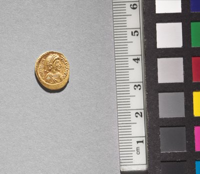 Solidus of Arkadios (anverso), 395-408 (ouro) (ver CVL 499735 para o reverso) de School Byzantine