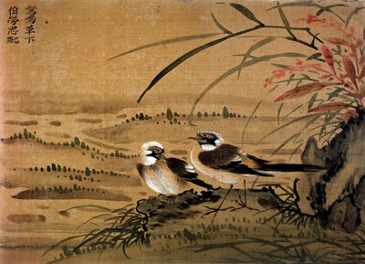Arte China: Pássaros. Pintura em seda de Li youen kien do século XVI. Paris, BN de School Chinese