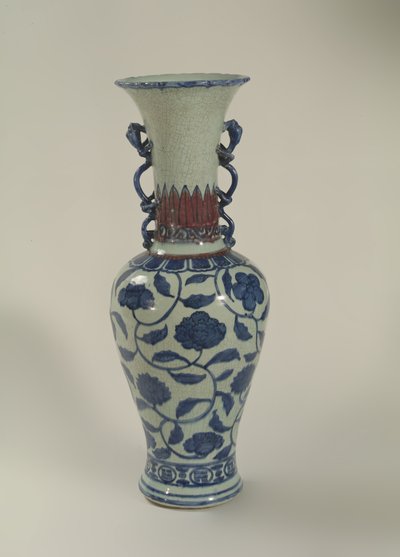 Vaso Ming azul e branco de School Chinese
