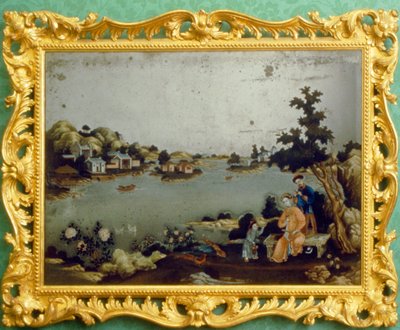 Pintura chinesa de paisagem, música e verso em espelho (pigmento sobre espelho) de School Chinese
