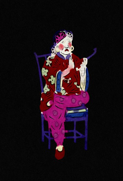 Fumo chinês. Papel de corte pintado ou "Jian Zhi", arte popular chinesa, Pekin. de School Chinese