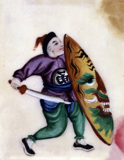 Soldado chinês com espada e escudo. de School Chinese