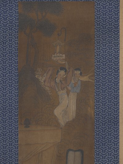 Cinco mulheres numa procissão (tinta e cor sobre seda) de School Chinese