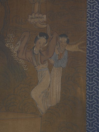 Cinco mulheres numa procissão (tinta e cor sobre seda) de School Chinese
