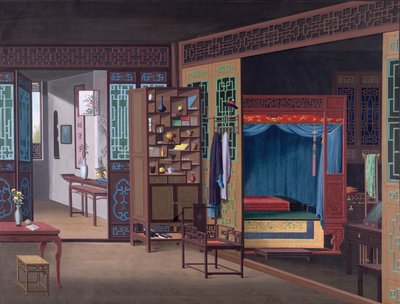 Interior de uma casa chinesa em Cantão de School Chinese