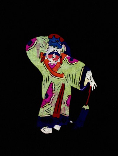 Personagem masculino. Corte de papel pintado ou "Jian Zhi", arte popular chinesa, Pekin. de School Chinese