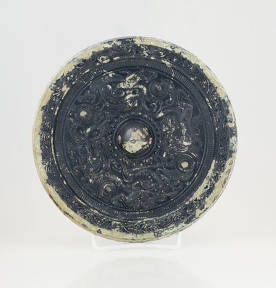 Espelho com desenho de dragão e tigre, 0-199 (bronze) de School Chinese