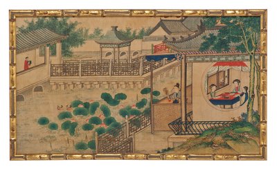 Uma das vinte e quatro cenas de Dream of the Red Chamber de School Chinese