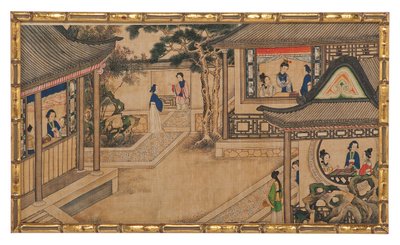 Uma das vinte e quatro cenas de Dream of the Red Chamber de School Chinese