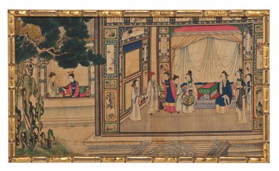Uma das vinte e quatro cenas de Dream of the Red Chamber de School Chinese
