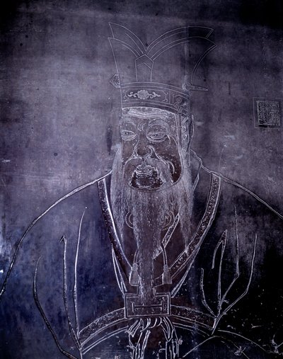 Retrato da Filosofia Chinesa Confucius (551-479 AC), Grave Stone, Museu de Xangai de School Chinese