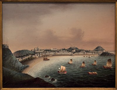 Regras estritas em Macau (China). Pintura por um artista chinês, óleo sobre tela, início do século XVIII. Museu da Marinha, Roterdão (Holanda). de School Chinese