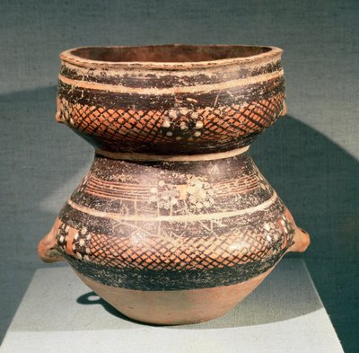 Vaso com cintura contratada, de Lanzhou, Gansu, final do 3º milénio a.C. (barro) de School Chinese