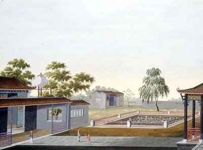 Walled Garden, c.1820-40 (aquarela sobre papel) de School Chinese