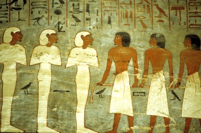 Antigo Egito, Pintura, Túmulo de Ramsés I, Três deuses mumiformes, três deuses rebocando a barca solar de School Egyptian