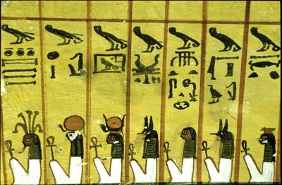 Antigo Egipto, Pintura mural Túmulo de Inherkhau, Tebas, Túmulo dos Nobres, 20ª dinastia, Sete das doze horas da noite (foto) de School Egyptian