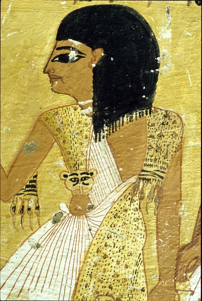 Antigo Egipto, Pintura mural Túmulo de Inherkhau, Tebas, Túmulo dos Nobres, 20ª dinastia, Inherkhau com pele de leopardo (foto) de School Egyptian