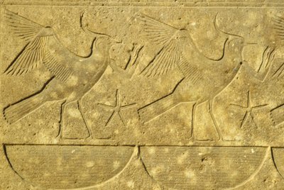 Antigo Egito, Pintura/gravura mural, Abibes, representando as várias tribos do Egito, Templo de Karnak, Luxor (foto) de School Egyptian