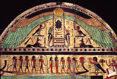 Estela funerária do grande sacerdote de Amon Ousirour. (Pintura sobre madeira, século III a.C.) de School Egyptian