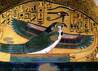 Luxor - Tebas: margem esquerda do Nilo. Deir el Medineh: necrópole dos artesãos. Túmulo de Sennedjem. XVIII Dinastia. representação do deus Hórus de School Egyptian