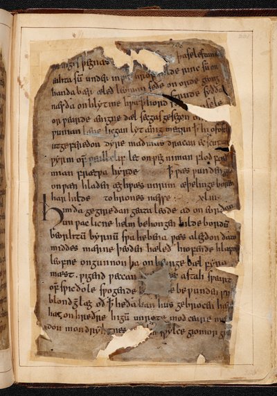 Uma página do Beowulf a partir de fólios por vezes chamada O 