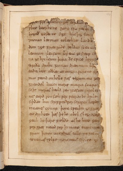 Uma página de Beowulf dos fólios por vezes designados por "Nowell Codex de School English
