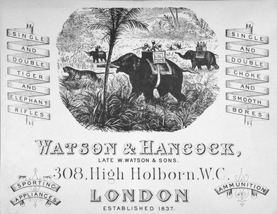 Anúncio para fabricantes de armas Watson & Hancock, c.1900 (litho) de School English