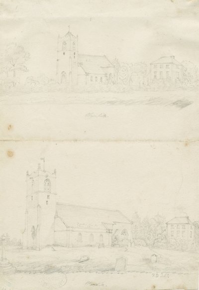 Igreja Blymhill: desenhos a lápis, nd [1797] (desenho) de School English