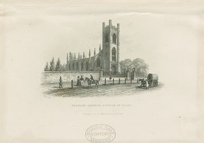 Burton-upon-Trent - Igreja da Santíssima Trindade: gravura em aço, nd [19 cêntimos] (imprimir) de School English
