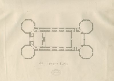 Igreja do Castelo - Castelo de Stafford: caneta e desenho de lavagem, nd [19 cêntimos] (desenho) de School English