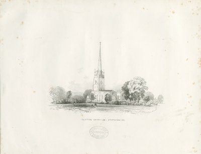 Igreja Clifton Campville: litografia de School English
