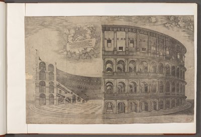 Algodão Augusto III, f.53 O coliseu. Estampas de edifícios antigos, arte e cenas relacionadas, principalmente em Roma de School English