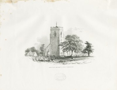 Igreja Drayton Bassett: litografia (vignetted), nd [c 1825-30] (imprimir) de School English