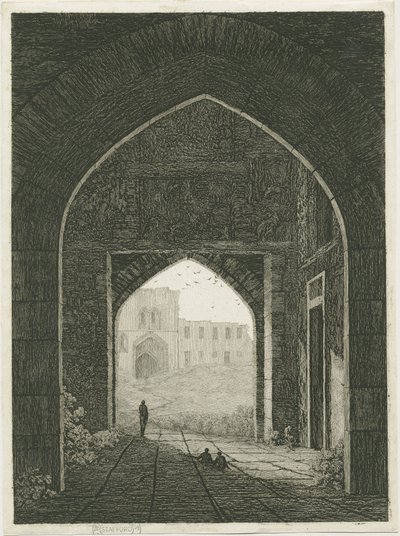 Dudley Castle - Gatehouse e North Gateway: gravura, nd [?19 cent] (estampado) de School English