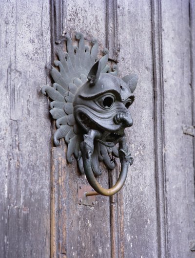 Durham Cathedral Sanctuary Knocker, cópia do original em bronze do século 12 (foto) de School English