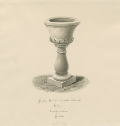 Fonte na Igreja de Pedra - &39;St. Michael&39;s &39;: desenho sépia de School English