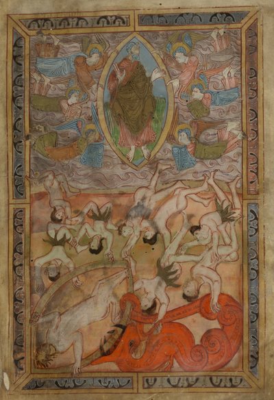 Génesis, Hexateuco inglês antigo, Cotton MS Claudius B IV f.2r, c.1025-1200 (tinta sobre pergaminho) de School English