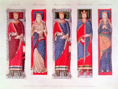 Henrique II, Eleanor da Aquitânia, Ricardo I e Isabel de Angouleme (gravura) de School English