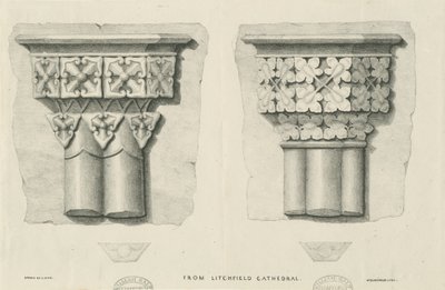 Interior da Catedral de Lichfield - Folha Esculpida: litografia, nd [?19 cent] (estampado) de School English