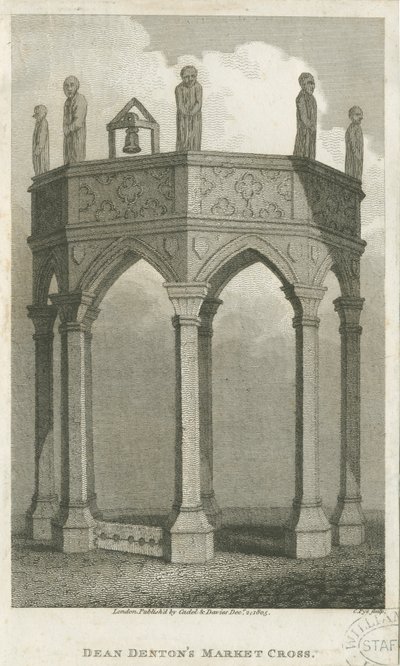 Lichfield - Market Place: gravura, nd [c 1805] (imprimir) de School English