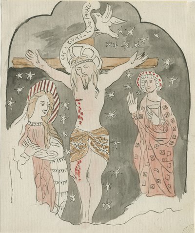 Lichfield - Representação da Crucificação (Greyfriars): pintura aquarelada, nd [?late 18th cent] (pintura) de School English