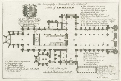 Catedral de Lichfield - Planta Baixa: gravura, nd [início do século XVIII] (imprimir) de School English