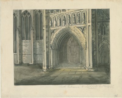 Catedral de Lichfield - South Transept: pintura em aquarela, sd [ 19º séc.] (Pintura) de School English