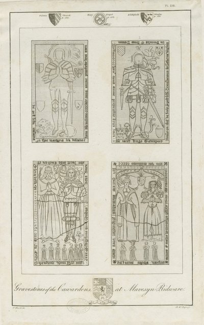 Mavesyn Ridware - Gravestones of the Carwardens: gravura, nd [final do século XVIII] (imprimir) de School English