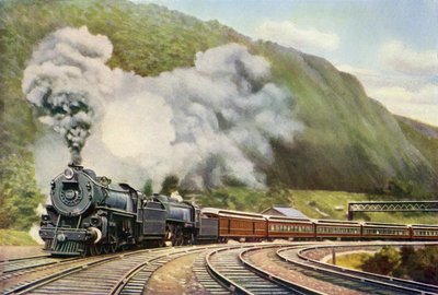 Expresso de Nova Iorque para Chicago, de "The Wonder Book of Railways" de Harry Golding (impressão) de School English