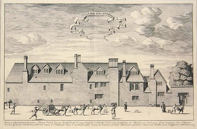 Novum Hospitium em 1369 (gravura) de School English