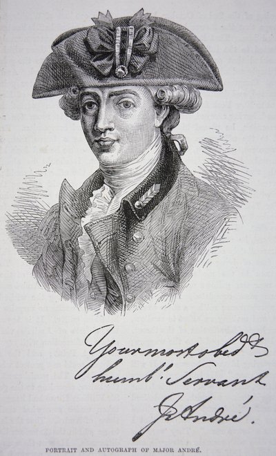 O retrato e o autógrafo do Major John Andre (litho) de School English