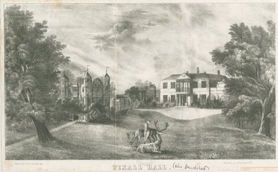 Tixall Hall e Gatehouse: litografia, nd [c 1833] (imprimir) de School English