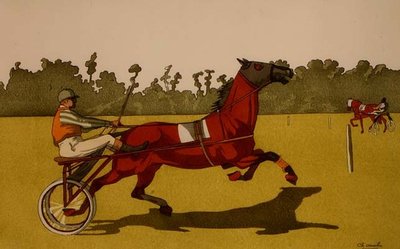 Pónei de Trote Puxando um Carrinho de Corrida (impressão poshoir) de School English