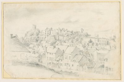 Tutbury - Cidade, Igreja e Castelo: desenho a lápis, sd [ 19º cent] (desenho) de School English